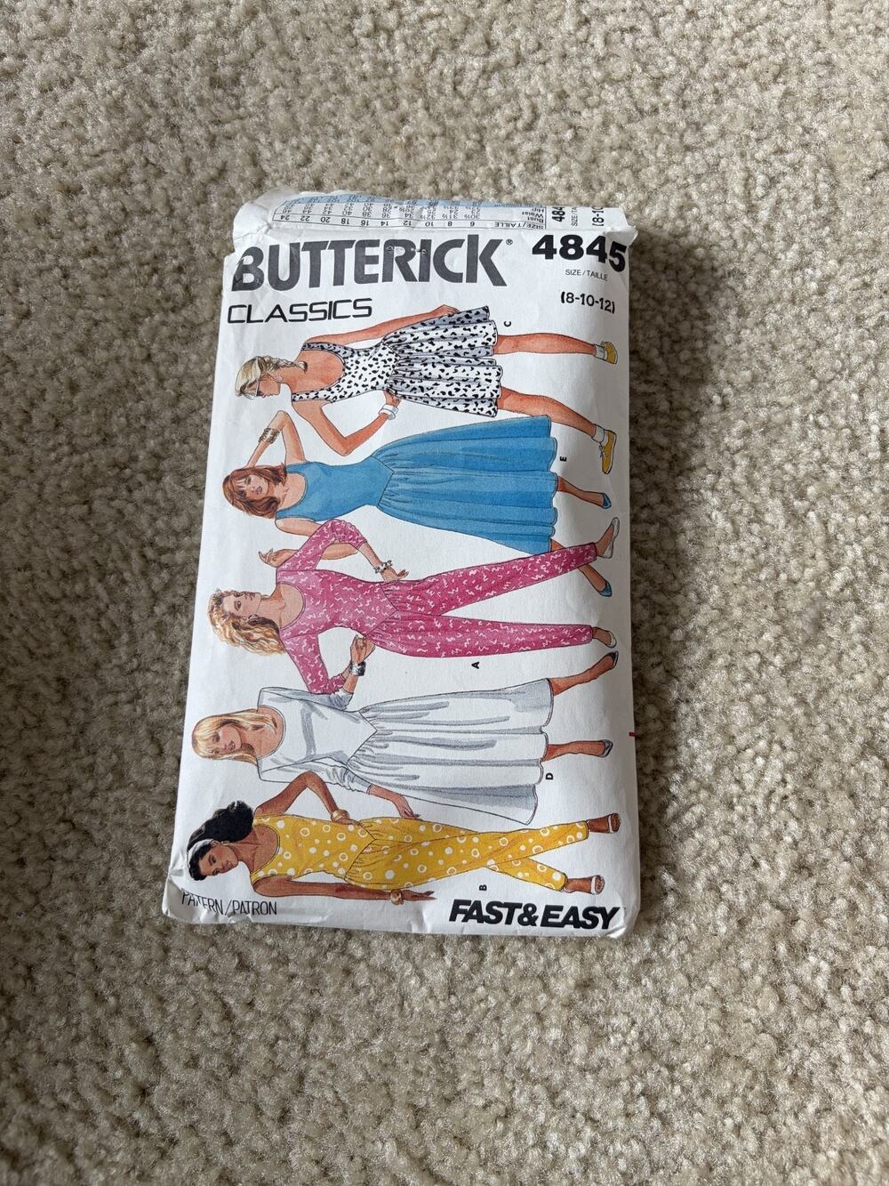 Butterick Classics 4845 Vintage 1981 Misses Jumpsuit Dress Sewing Pattern Size